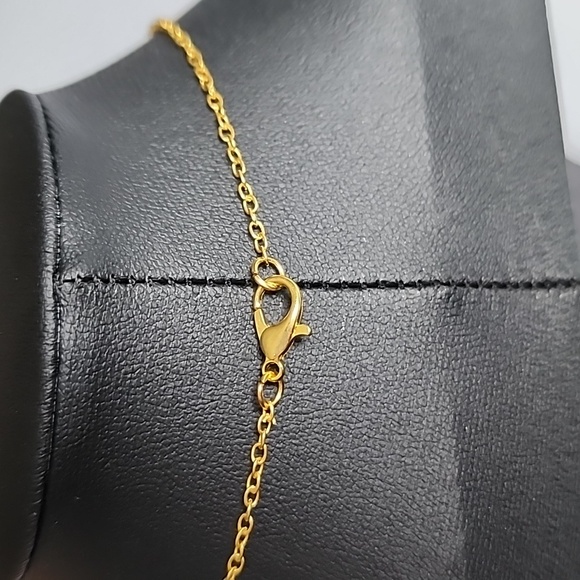 Bear Pendant Yellow Gold Tone Necklace Rhinestone - Picture 5 of 7